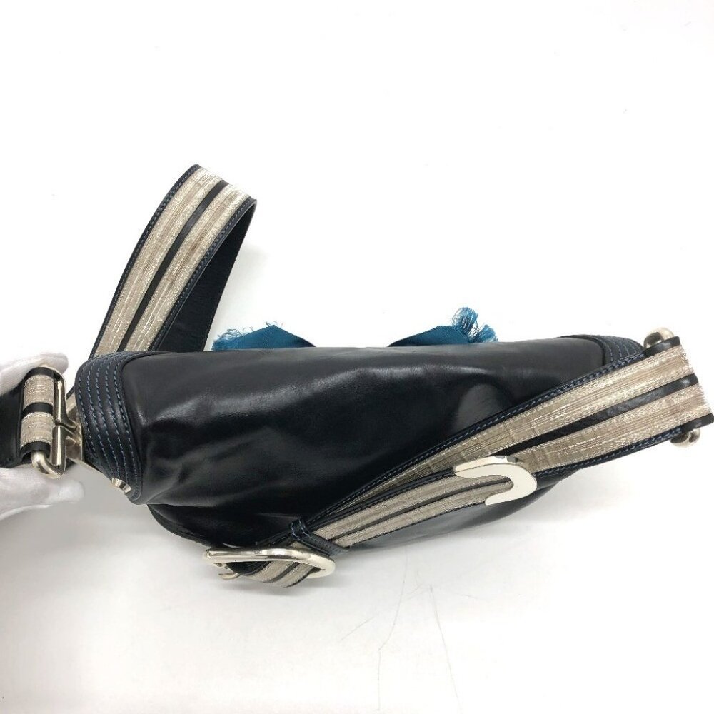 CELINE 115/130 ribbon Crossbody Bag Shoulder Bag Leather Black/SilverHardware - Picture 5 of 15